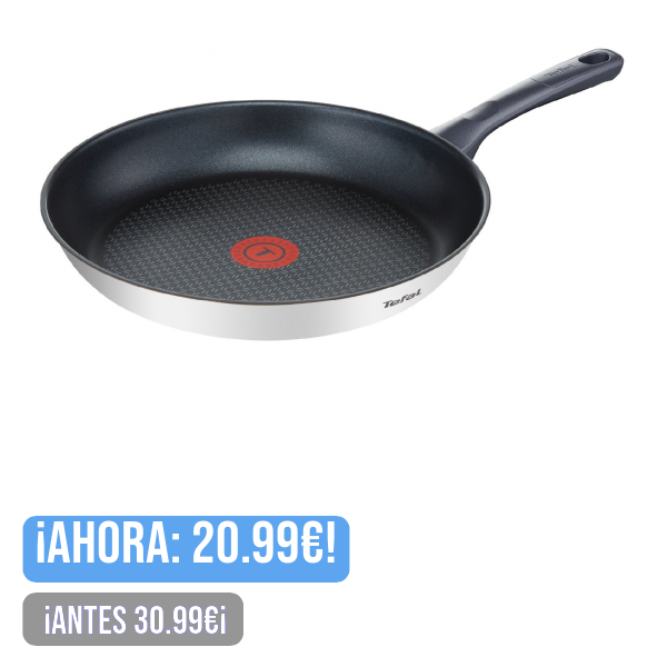 Tefal Daily Cook - revestimiento resistente, duradero y seguro, Thermo-Signal, mango ergonómico antiquemaduras, sin PFOA, plomo ni cadmio, Inox, Sartén baja de 24 cm