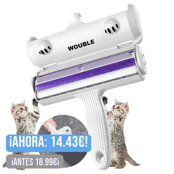 Wouble Quitapelos y Rodillos para Mascotas, Reutilizable Rodillo de Cepillo de Limpieza para Gatos y Perros, Recogedor de Pelo para Mascotas para Sofá, Ropa de Cama, Alfombras - Púrpura