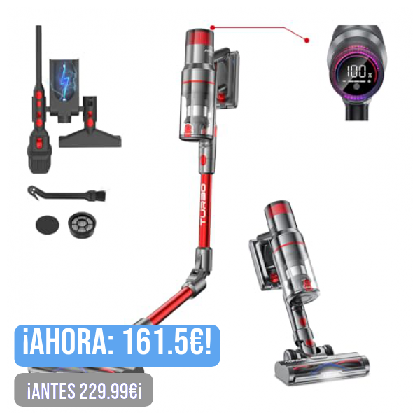 aonus A9 Pro Aspiradora sin Cable 42Kpa 500W, Plegable Aspirador Escoba sin Cable Potente, Autonomía 60 Min con Detección Polvo, Aspirador de Mano para Hogar Suelos Alfombras Pelo de Mascotas