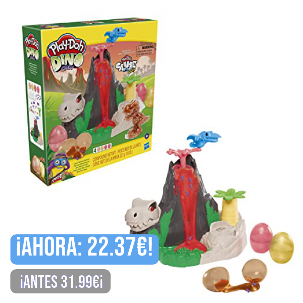 Play- Doh - Volcán Isla Lava Bones con masa HydroGlitz de Play-Doh Slime - Habsro F1500RC0