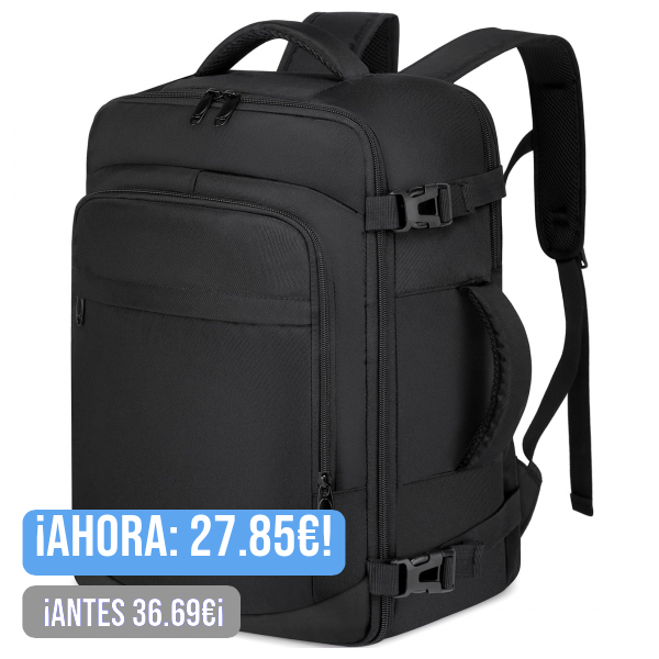 Mochila Viaje Cabina Avion 40x20x25 para Ryanair Equipaje de Mano 40x20x25 Ryanair Mochila Cabina para Ryanair, Bolsa de Viaje Ryanair 40x20x25 Mochilas Hombre Mujer para Ordenador Portátil 20L Negro