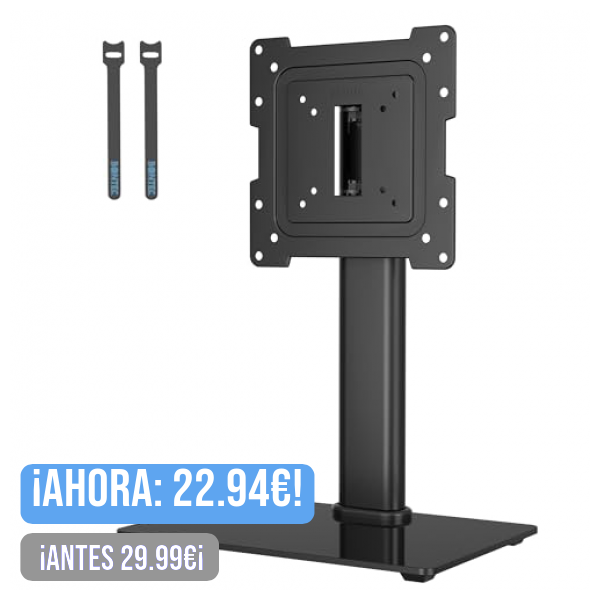 BONTEC Soporte TV Pie para Pantallas de 17-43 Pulgadas LCD/LED/OLED/Plasma/Curva, Soporte TV Mesa Universal con Giratorio y Altura Ajustable, Soporte Pie TV hasta 45kg, Máx VESA 200x200 mm