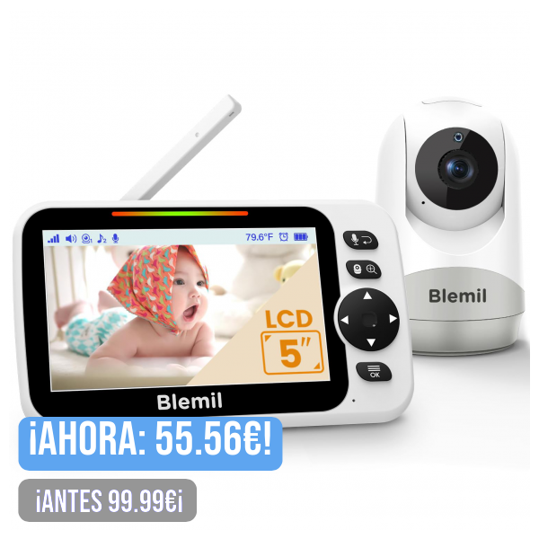 Monitor para bebés con batería de 30 Horas, Monitor para bebés de vídeo de Pantalla Grande de 5 Pulgadas con cámara y Audio, visión Nocturna, lulabies, sin WiFi