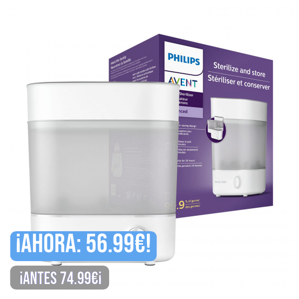 Philips Avent SCF291/00 Esterilizador De Botellas Eléctrico A Vapor Para Hasta 6 Biberones, Tetinas Y Accesorios, Diseño Modular, Color Blanco