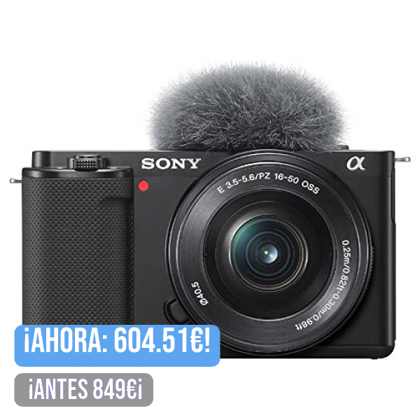 Sony Alpha ZV-E10L - Cámara vlog sin espejo de objetivos intercambiables con lente de kit Power Zoom de 16-50 mm f/3.5 - 5.6, pantalla de ángulo variable para vlogging, color negro