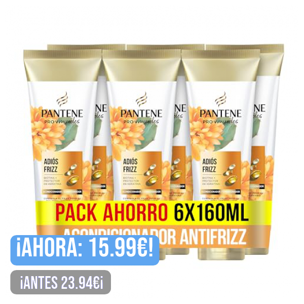 Pantene Pro-V Miracles Frizz Control Acondicionador con Biotina y Complejo de Keratina 160ml x6 Para el Pelo Seco y Dañado. Nutrición Profunda que Protege el Pelo contra la Humedad. Deja un Pelo Suave