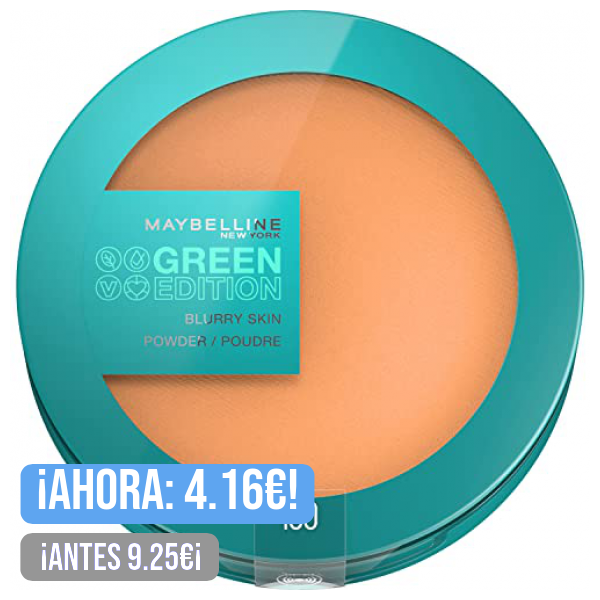 Maybelline New York Green Edition Polvos con cobertura alisadora, Piel + suave + unificada, Tono 100