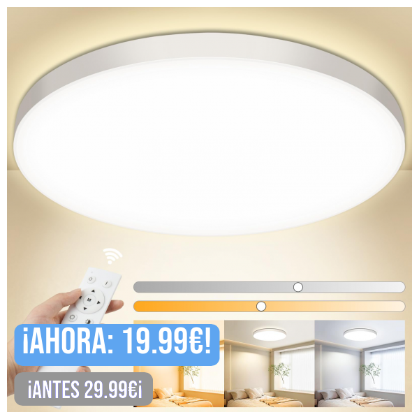 OUILA Plafon LED Techo Regulable, 24W 2000LM Lampara Techo con Mando a Distancia, IP44 Ø28cm Lampara LED Techo Plafones para Techo Led para Dormitorio Cocina Salon Baño Comedor Pasillo