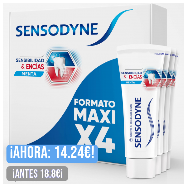 Sensodyne Sensibilidad y Encías Pasta de Dientes Con Flúor, Alivio Para Dientes Sensibles y Mejora de la Salud de las Encías, Pack 4x75 ml