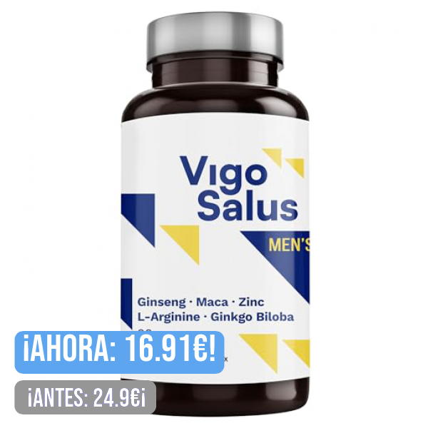 VIGOSALUS Hombre - Más Energía + Duración + Fuerza - Dosis Alta - Maca, Tribulus Terrestris, Ginseng, L-Arginina, Ginkgo Biloba y Zinc | 90 Cápsulas