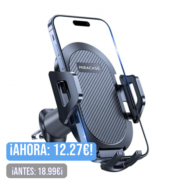 Miracase Soporte Movil Coche [Nuevo Gancho Doble de Acero] Suporte Telemovel Carro para Ventilación de Aire Compatible con iPhone 15/14/13/12 Samsung Xiaomi y Otras Smartphones