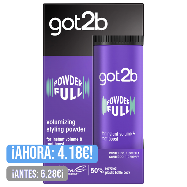 Got2b - Polvos volumen POWDER'ful – Polvos para levantar la raíz – Textura matificante – Lleva tu volumen a nuevas dimensiones, el paquete puede variar