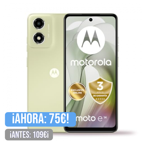 Motorola Moto e14, 2/64GB, Pantalla HD+ 6,56