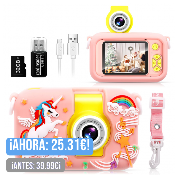 Camara Fotos Infantil,ARNSSIEN 180 Flip Lens Camara de Fotos para Niños,2.4in IPS LCD Cámara Digital con Funda de Silicona,Cámara Selfie Fotos Infantil Regalo para Niña Niño 3 4 5 6 7 8 9 10 Años