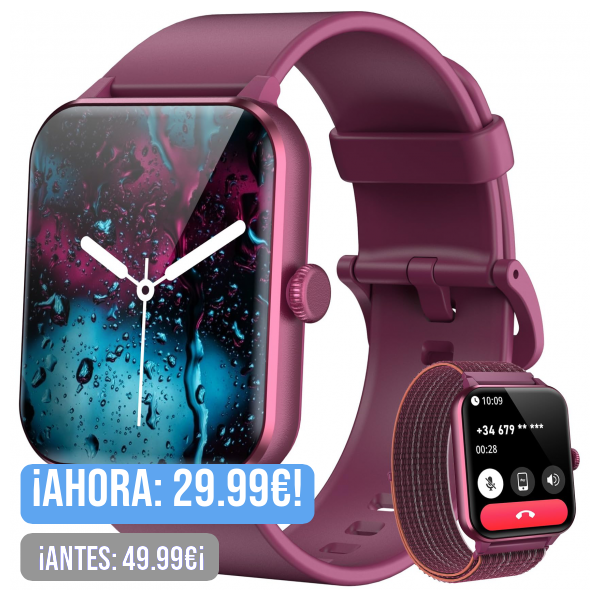 Blackview Reloj Inteligente Mujer con Llamadas Bluetooth, Pulsómetro/Oxímetro/Sueño/Podómetro, 1.85