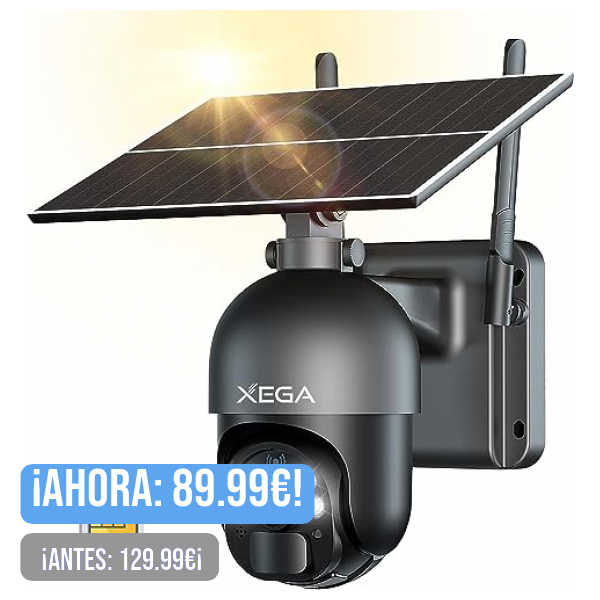 Xega 3G/4G LTE 2K Cámara de Seguridad Inalámbrica para Exteriores con Energía Solar, 355°/95°, Sensor de Movimiento PIR, Visión Nocturna, Conversación Bidireccional, Tarjeta SIM Incluida