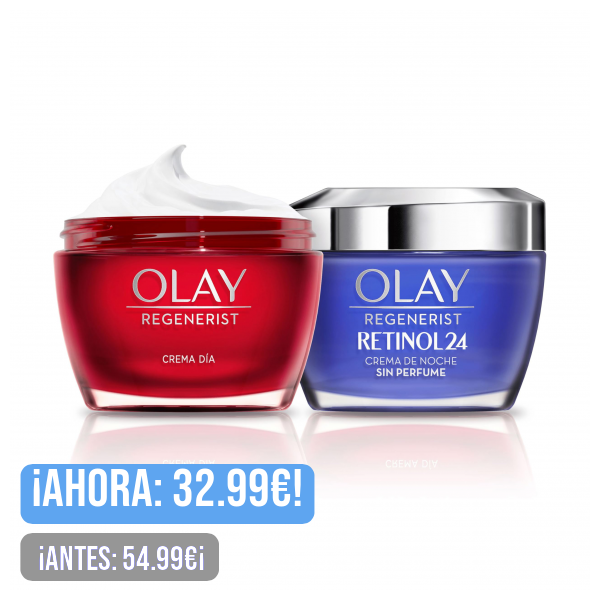 Olay Regenerist Crema Facial De Día y Olay Retinol 24 Crema Hidratante De Noche Con Retinol, Pack x 2 Uds, 24H De Hidratación, 100 ml