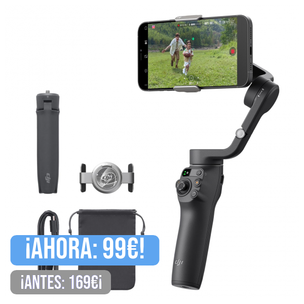 DJI Estabilizador para Smartphones OSMO Mobile 6, en Tres Ejes para teléfonos, Brazo Extensible Integrado, portátil y Plegable, estabilizador para videoblogs, vídeos de Youtube y TikTok, Slate Gray