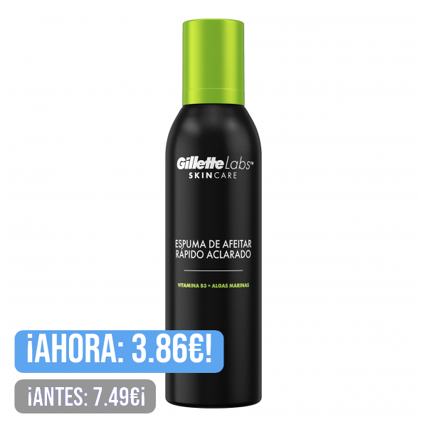 Gillette Labs Espuma de Afeitar Ligera de Rápido Aclarado para Hombre, Protege y Cuida la Piel, 240 ml