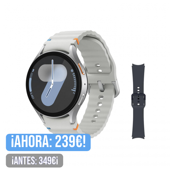 Samsung Galaxy Watch7 Bluetooth + Correa - Smartwatch 44mm, Control de Salud, Seguimiento Deportivo, Gris (Versión Española)