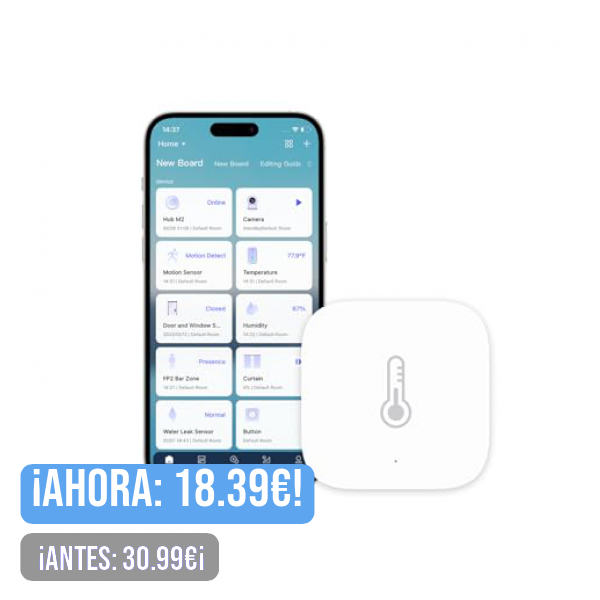 Aqara Sensor de Temperatura y Humedad, Requiere AQARA HUB, Zigbee, para Control a Distancia y Domótica, Termómetro Higrómetro Inalámbrico, Compatible con Apple HomeKit, Alexa, Funciona con IFTTT