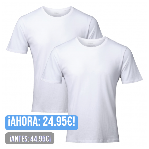 DANISH ENDURANCE Camisetas Manga Corta Hombre Algodón Orgánico - 2 Pack, Cuello Redondo o Cuello en V - Camiseta Hombre Ropa Hombre Estilo Casual y Confortable