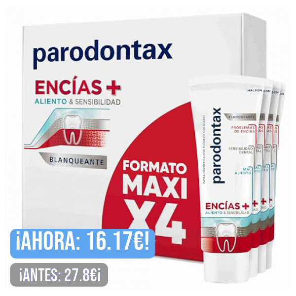 Parodontax Pasta de Dientes Blanqueante Protege Frente a Problemas de Encías, Mal aliento y Sensibilidad Dental, Pack de 4x75 ml