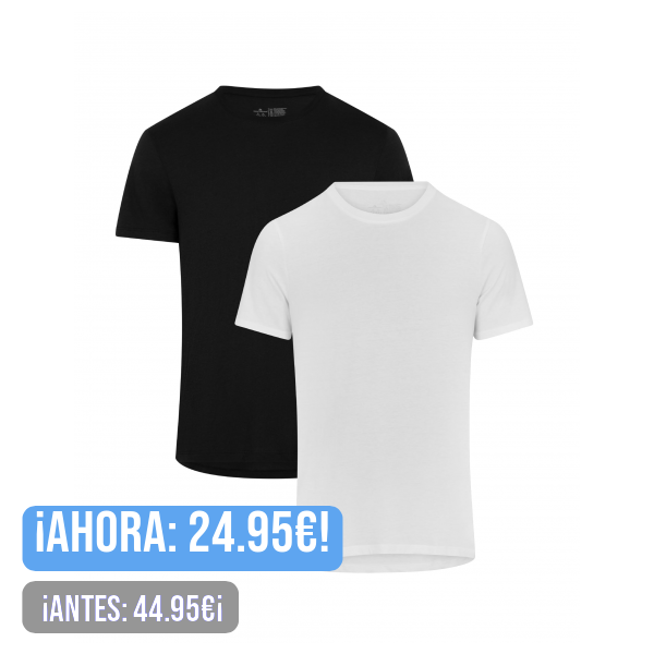 DANISH ENDURANCE Camisetas Manga Corta Hombre Algodón Orgánico - 2 Pack, Cuello Redondo o Cuello en V - Camiseta Hombre Ropa Hombre Estilo Casual y Confortable