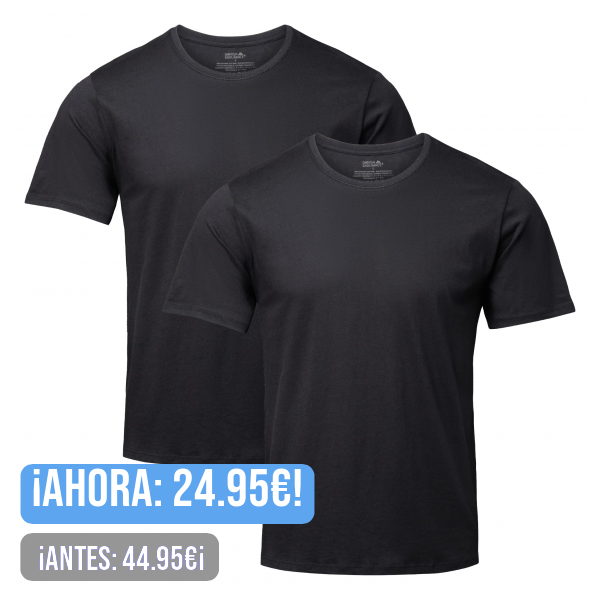 DANISH ENDURANCE Camisetas Manga Corta Hombre Algodón Orgánico - 2 Pack, Cuello Redondo o Cuello en V - Camiseta Hombre Ropa Hombre Estilo Casual y Confortable