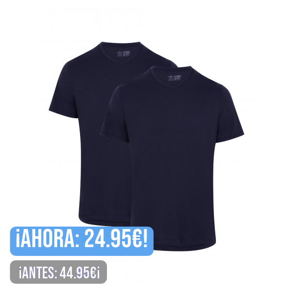 DANISH ENDURANCE Camisetas Manga Corta Hombre Algodón Orgánico - 2 Pack, Cuello Redondo o Cuello en V - Camiseta Hombre Ropa Hombre Estilo Casual y Confortable