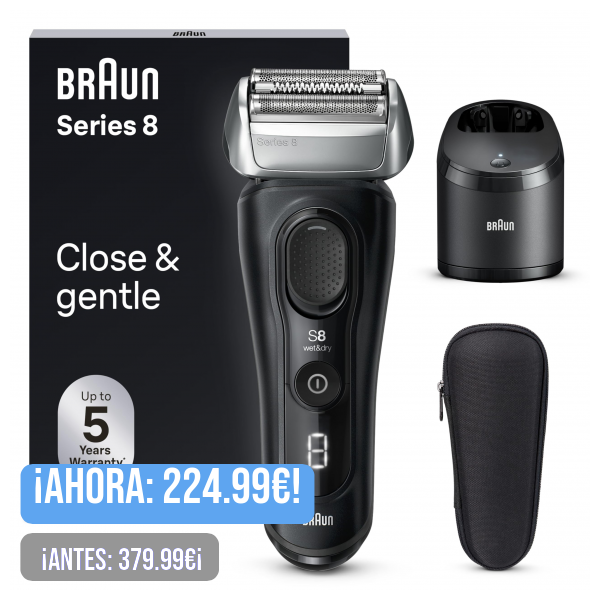 Braun Series 8 Afeitadora Eléctrica Hombre, Máquina de Afeitar Barba, Centro De Limpieza SmartCare, Afeitadora Eléctrica En Seco Y En Mojado, 8560cc, Negro