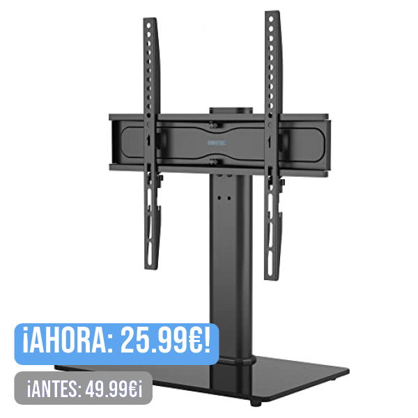 BONTEC Soporte TV Pie para Pantallas de 26-55 Pulgadas LED/LCD/Plasma/Curva/Plana, Soporte Pie TV con Gestión de Cables, Soporte Mesa TV Giratorio & Altura Ajustable hasta 45 kg, Máx. VESA 400x400 mm