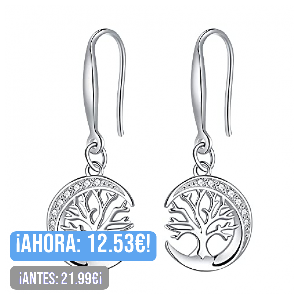 Micory Mujer Pendientes Arbol de la Vida de Plata de ley 925 Pendientes,Caja de Regalo de Marca