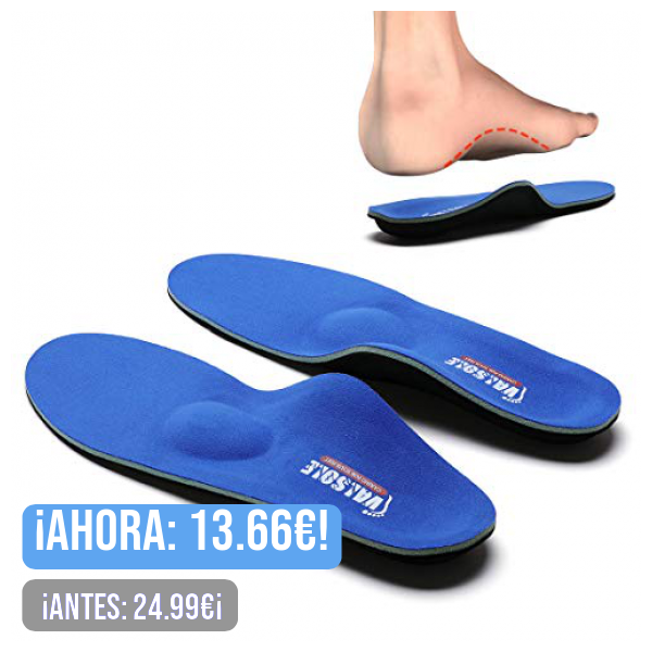 VALSOLE Plantillas Ortopédicas soportes de arco y talones la absorción de choque- para el dolor de talón, pie plano, Fascitis Plantar, dolor de rodilla y espalda (38-39 EU (250mm), V107B-Azul)