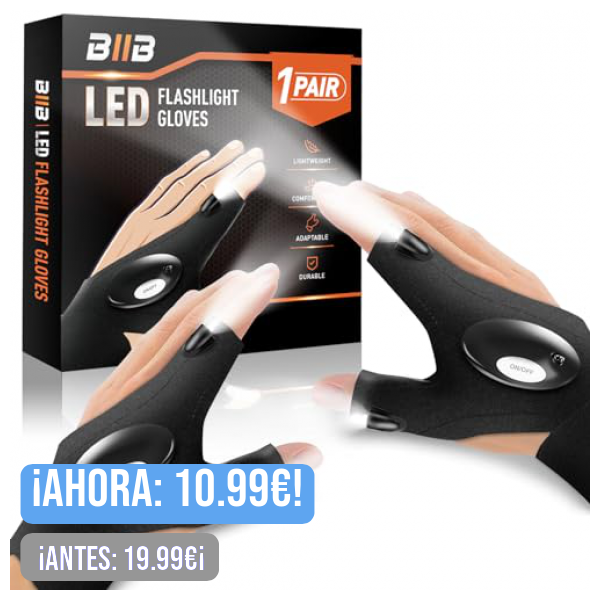 BIIB Regalo Hombre, Gadgets Tecnologicos Guantes LED Luminosos, Regalos Originales para Hombre, Regalos Navidad, Regalo Cumpleaños Hombre Mujer, Regalos San Valentin Hombre, Regalo Dia del Padre