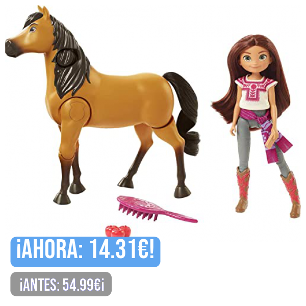 Dreamworks Spirit Spirit y Fortu Montamos a caballo Muñeca morena con caballo de juguete que cabalga solo y accesorios