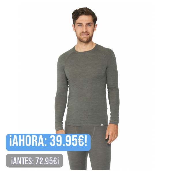 DANISH ENDURANCE Camiseta Térmica Manga Larga para Hombre, Capa Base Lana Merino, con o Sin Cremallera