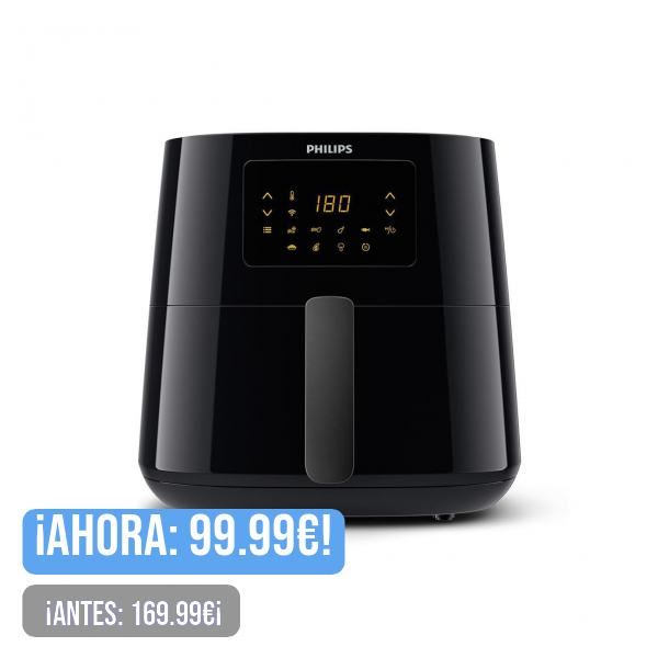 Philips Essential Conectada Airfryer XL, 6.2L, Freidora sin Aceite, Wi-Fi, Tecnología Rapid Air, 13 Funciones, Pantalla Táctil, HomeID App, Negro (HD9280/90)