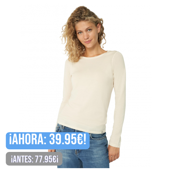 DANISH ENDURANCE Camiseta de Manga Larga de Lana Merino para Mujer, Ropa Interior Térmica Premium