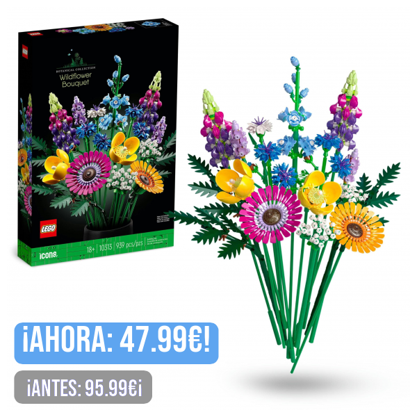 Lego Ramo de Flores Silvestres, Flores Artificiales, Manualidades para Adultos, Colección Botanical, Regalo para Mujeres y Hombres, Madres, Esposas, Decoración del Hogar y la Oficina 10313