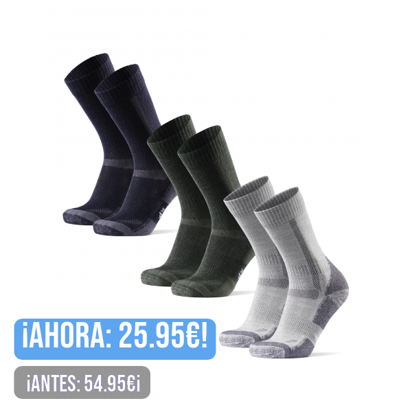 DANISH ENDURANCE Calcetines Antiampollas Senderismo de Lana Merino, Unisex, 3 Pack - Calcetines Senderismo Hombre y Mujer, Trekking