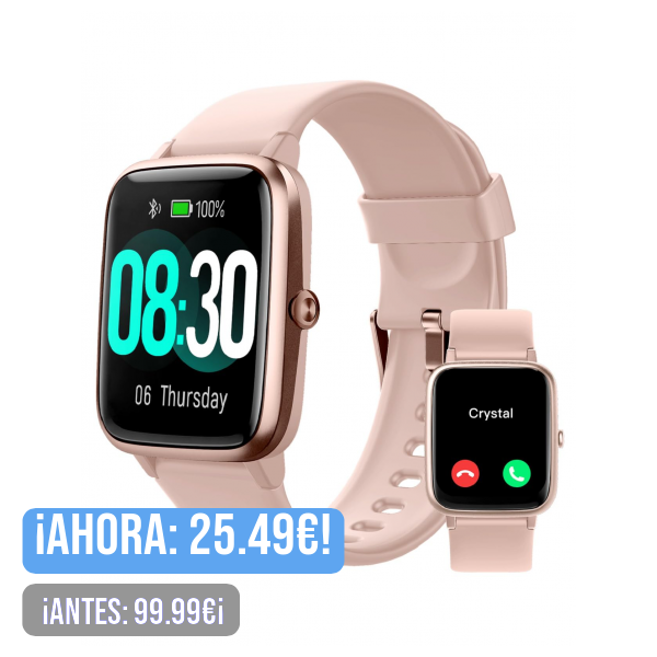 GRV Smartwatch, Pulsera Actividad Inteligente IP68 Impermeable Reloj Inteligente Mujer Hombre con Pulsómetro Monitor de Sueño Podómetro Notificación de Mensajes Reloj Deportivo (Rosa)